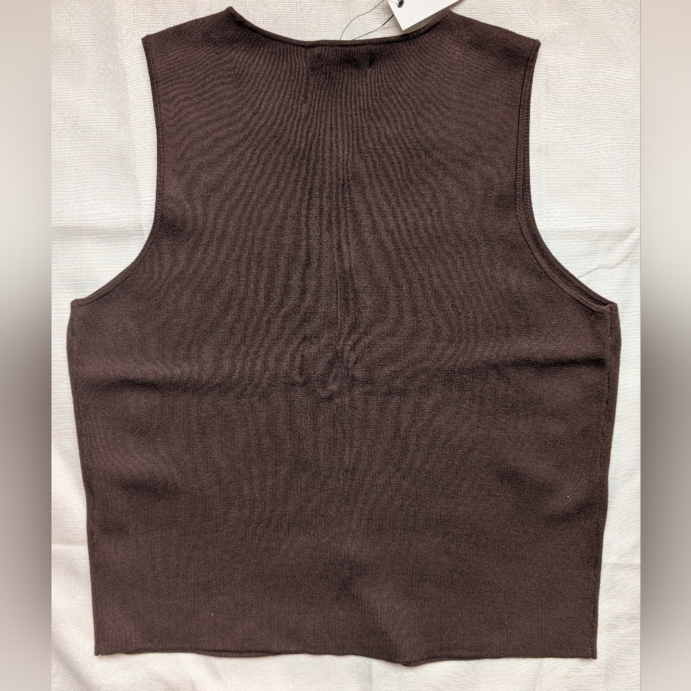 Calvin Klein Brown Knit Sweater Vest Button Front Sleeveless Size L - Picture 6 of 14